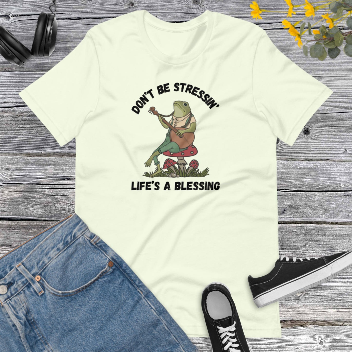 Dont be Stressins, Lifes a Blessing shirt, Frog Lover, Funny Frog shirt, Life a Blessing Toad Unisex t-shirt