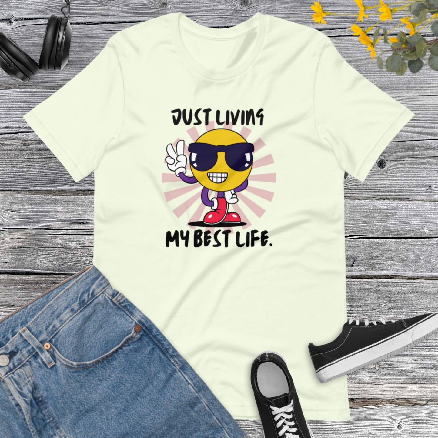 Just Living My Best Life, Living My Best Life Shirt, Still Single Shirt, Best Life Shirt, Inspirational Shirt, Emoji Happy Unisex t-shirt