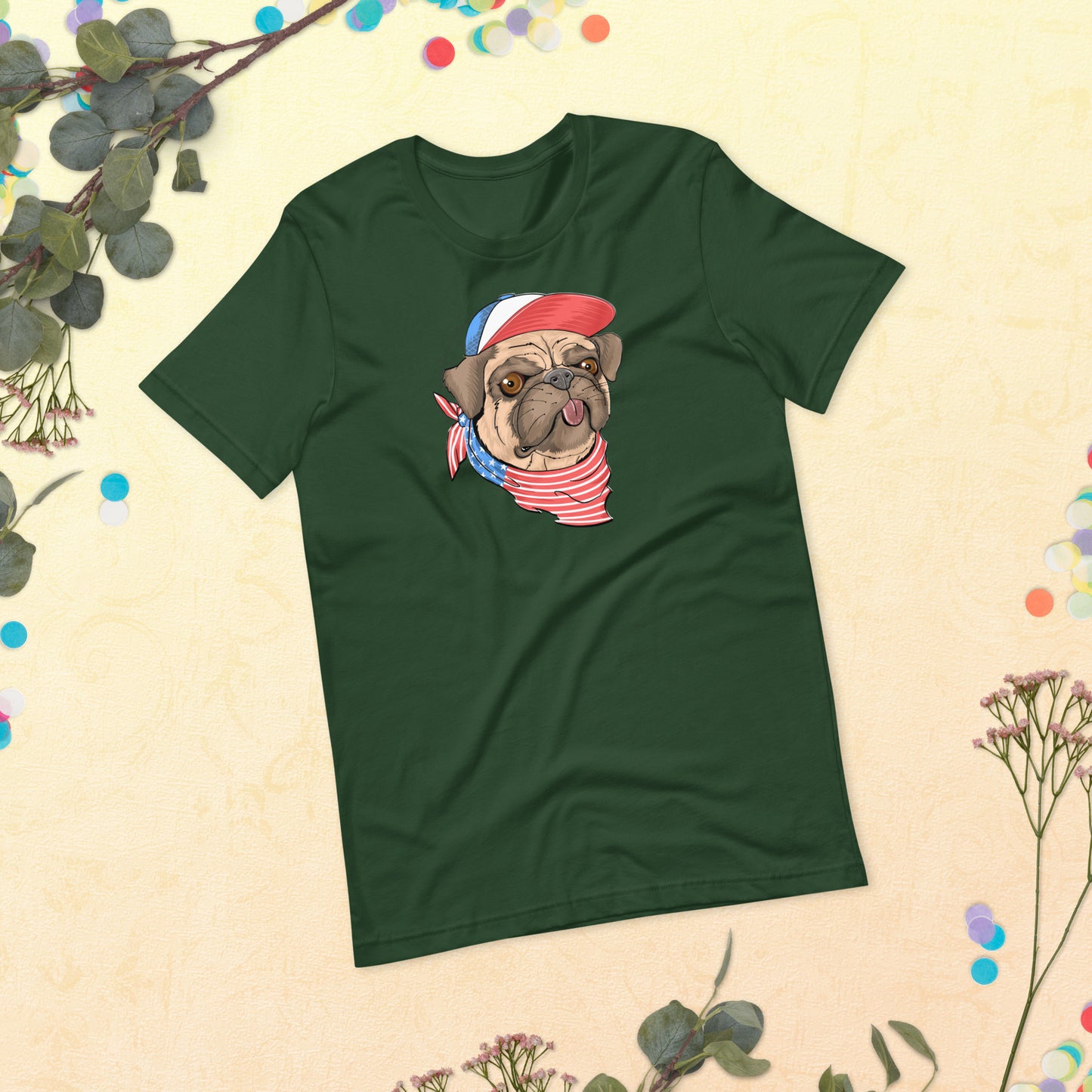 Pug Dog USA Flag shirt, I Love My Pug Dog, My Dog is My Love Shirt, Pug Gift, Gift for Pug Dog Lovers Unisex t-shirt