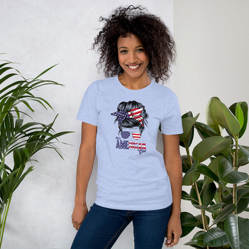 All American Girls, Mom Life, Bun Hair Sunglasses, Independence Day Shirt, Unisex t-shirt