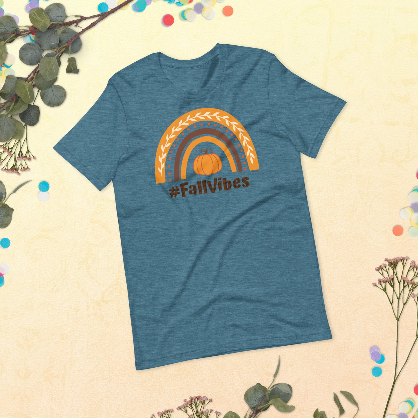 Fall Vibes Rainbow, Autum Rainbow shirt, Hello Fall, Thanksgiving Gift Unisex t-shirt