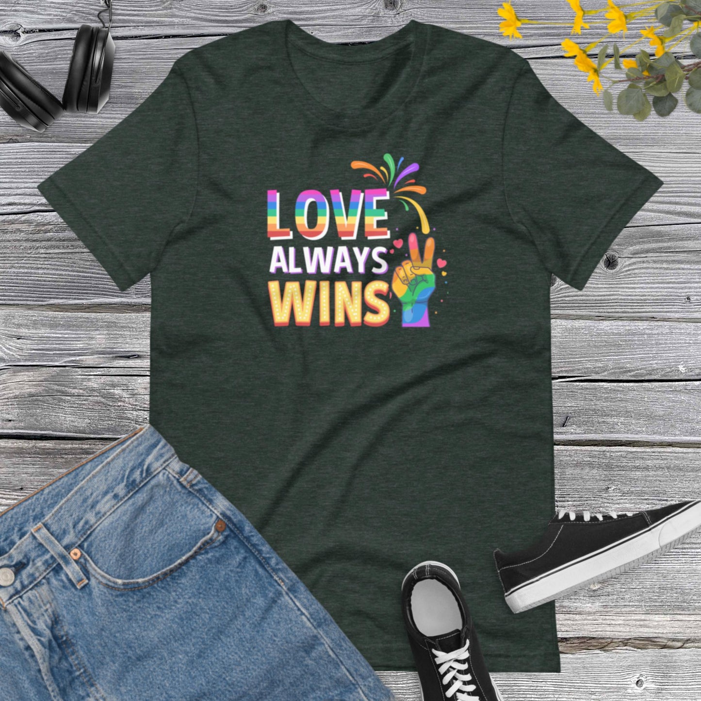 Love Always Wins, Inspirational Shirt, Rainbow Pride T-Shirt, LGTB Unisex t-shirt