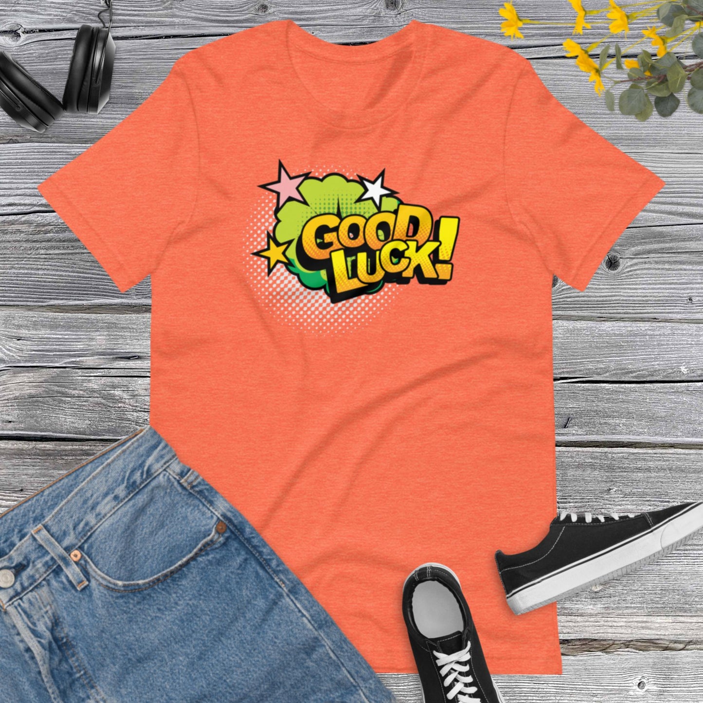 Good Luck Pop Art Style, Retro Design Good Luck Shirt, Retro Comic Style, Graphic Shirt , American Vintage Pop Art Design Unisex t-shirt