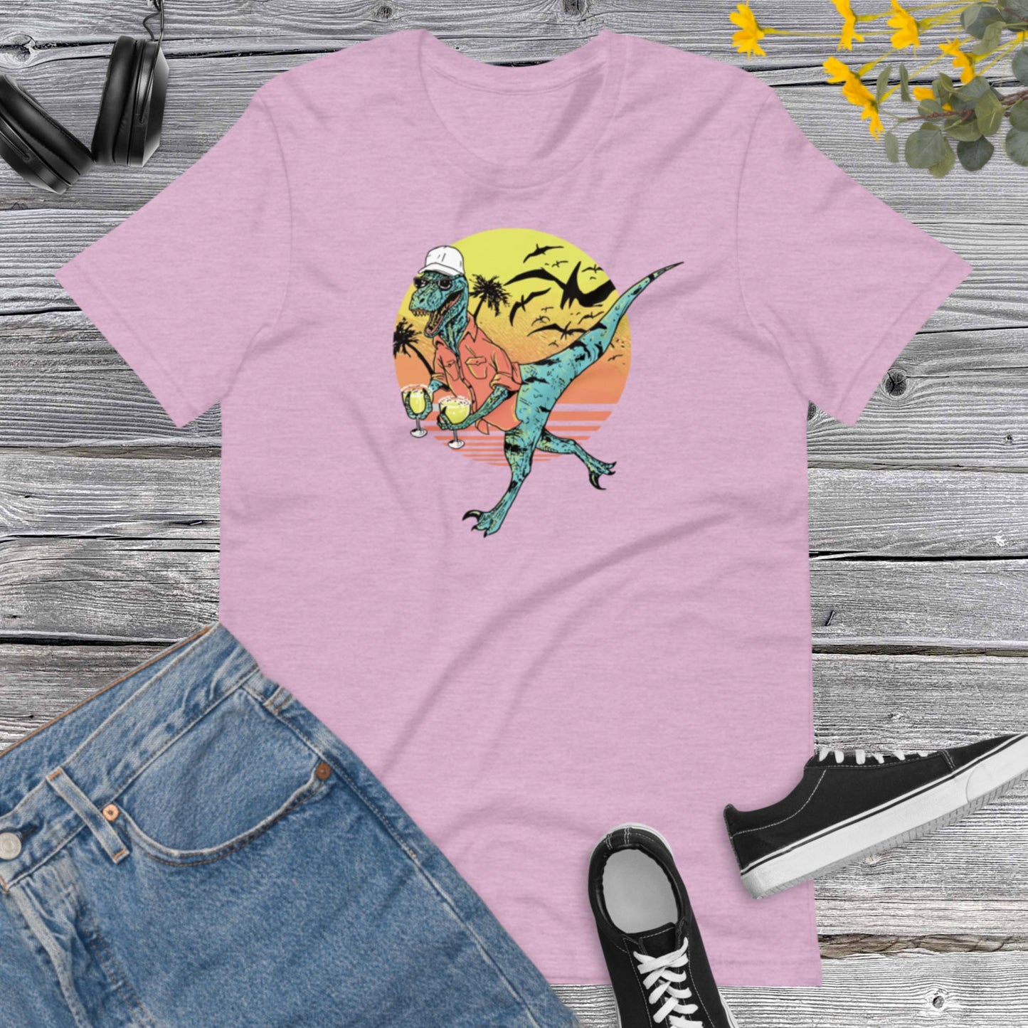 Dinosaur Lover shirt, Funny Dinosaur drinking, Jurassic World, Dinosaur Party Unisex t-shirt