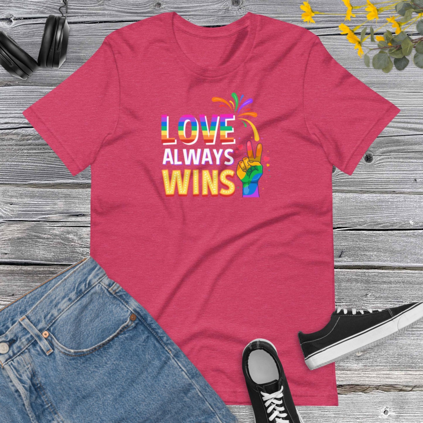 Love Always Wins, Inspirational Shirt, Rainbow Pride T-Shirt, LGTB Unisex t-shirt