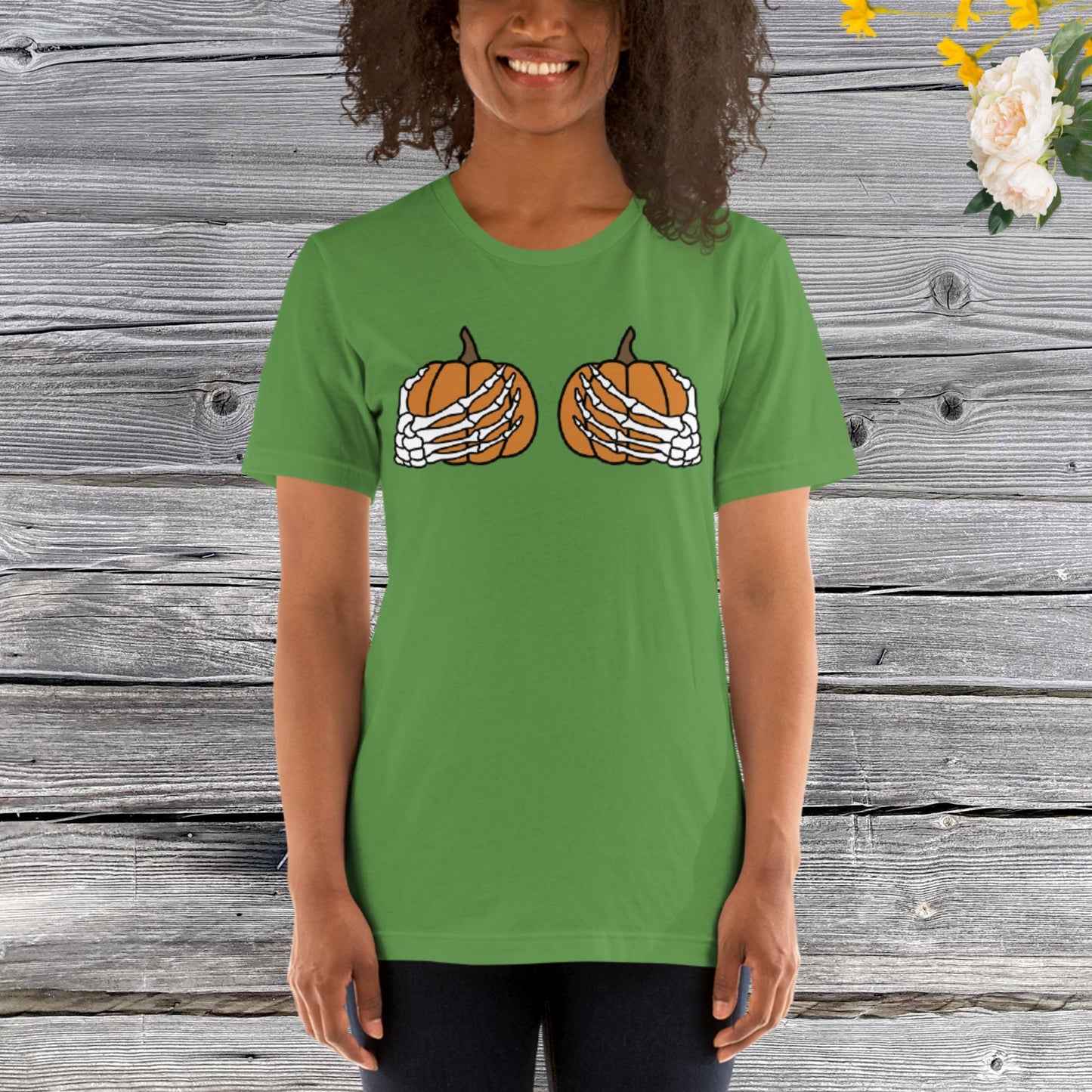 Pumpkin Boobies Shirt, Skeleton Hands Shirt, Funny Halloween Shirt, Thanksgiving Boobies Shirt, Skeleton Unisex t-shirt