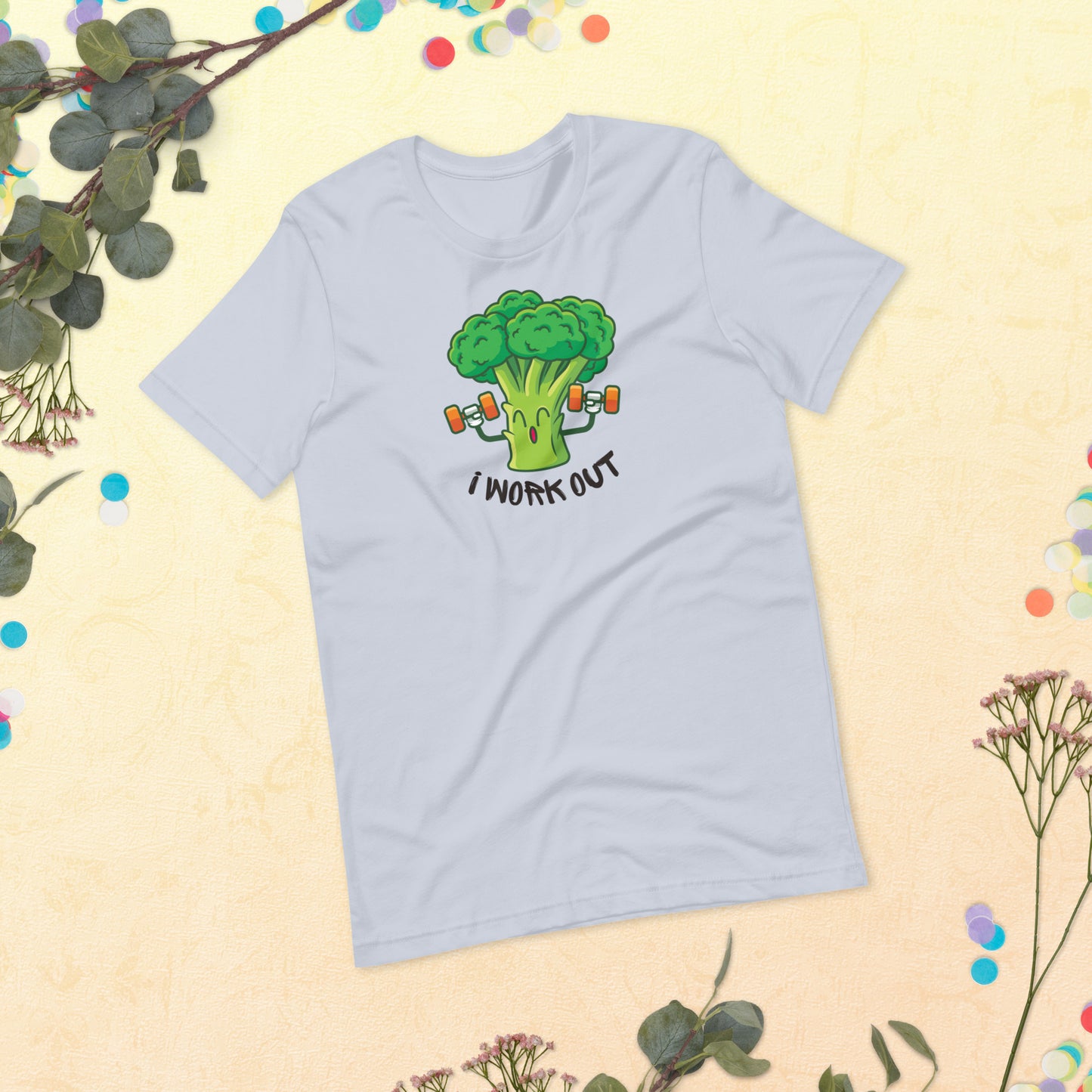 Broccoli I Work Out Shirt, Broccoli Lover, Vegan Diet, Veggie Shirt, Vegetarian, Broccoli Gift Idea Unisex t-shirt