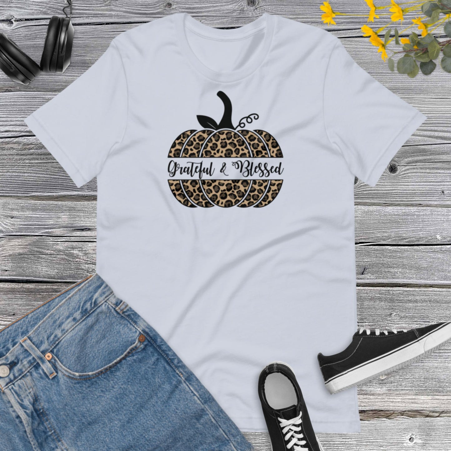 Grateful Blessed Leopard Pumpkin, Leopard Pumpkin, Thanksgiving, Thankful shirt, Hello Fall Pumpkin Unisex t-shirt