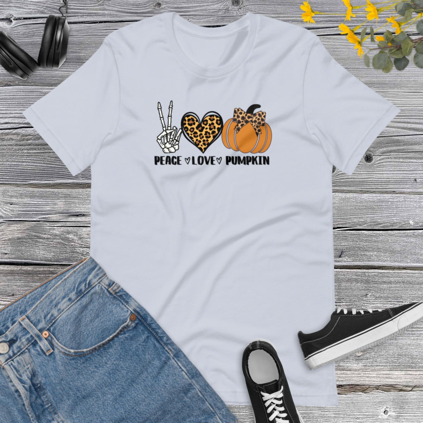 Peace Love Pumpkin Shirt, Horrible T-Shirt, Halloween Pumpkin Outfit, Funny Skeleton Shirt, Funny Halloween Unisex t-shirt