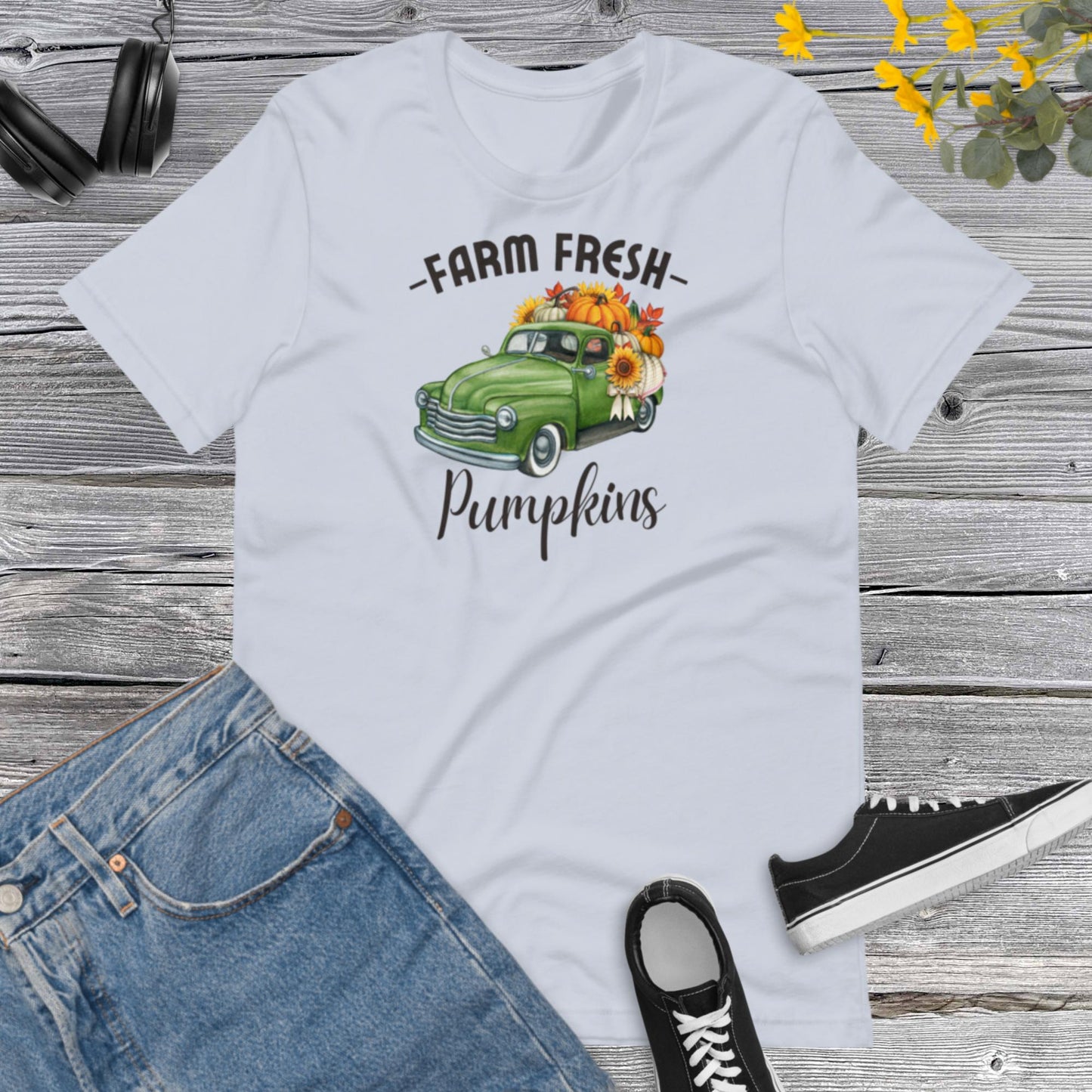 Farm Fresh Pumpkins Sunflower, Fall Truck Shirt, Pumpkin Shirt, Autumn Shirt, Fall Shirts, Happy ThanksgivingUnisex t-shirt