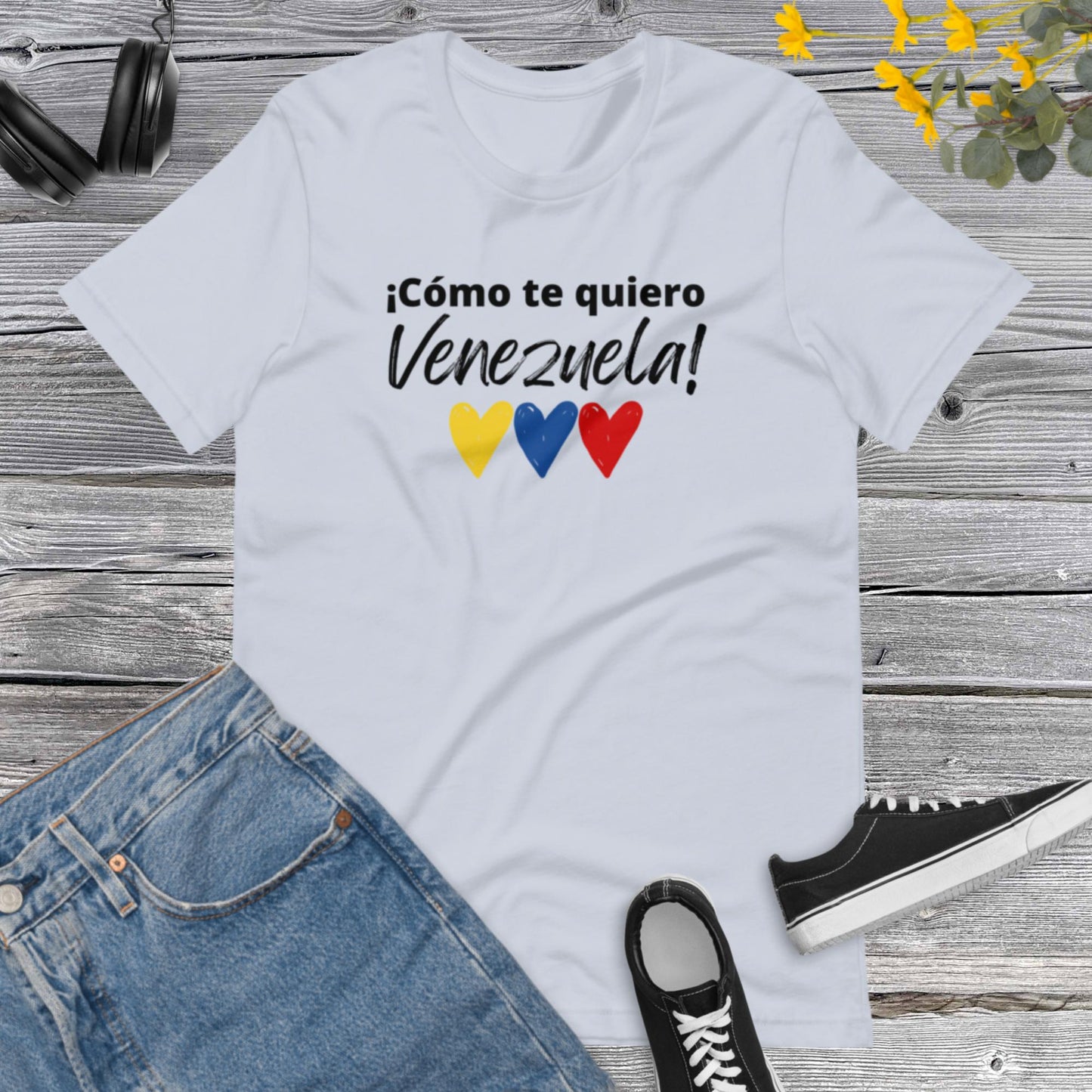 Como te Quiero Venezuela !, Tricolor Hearts, I Love Venezuela, Venezuela en USA, Proud Latina, Latin Power Unisex t-shirt