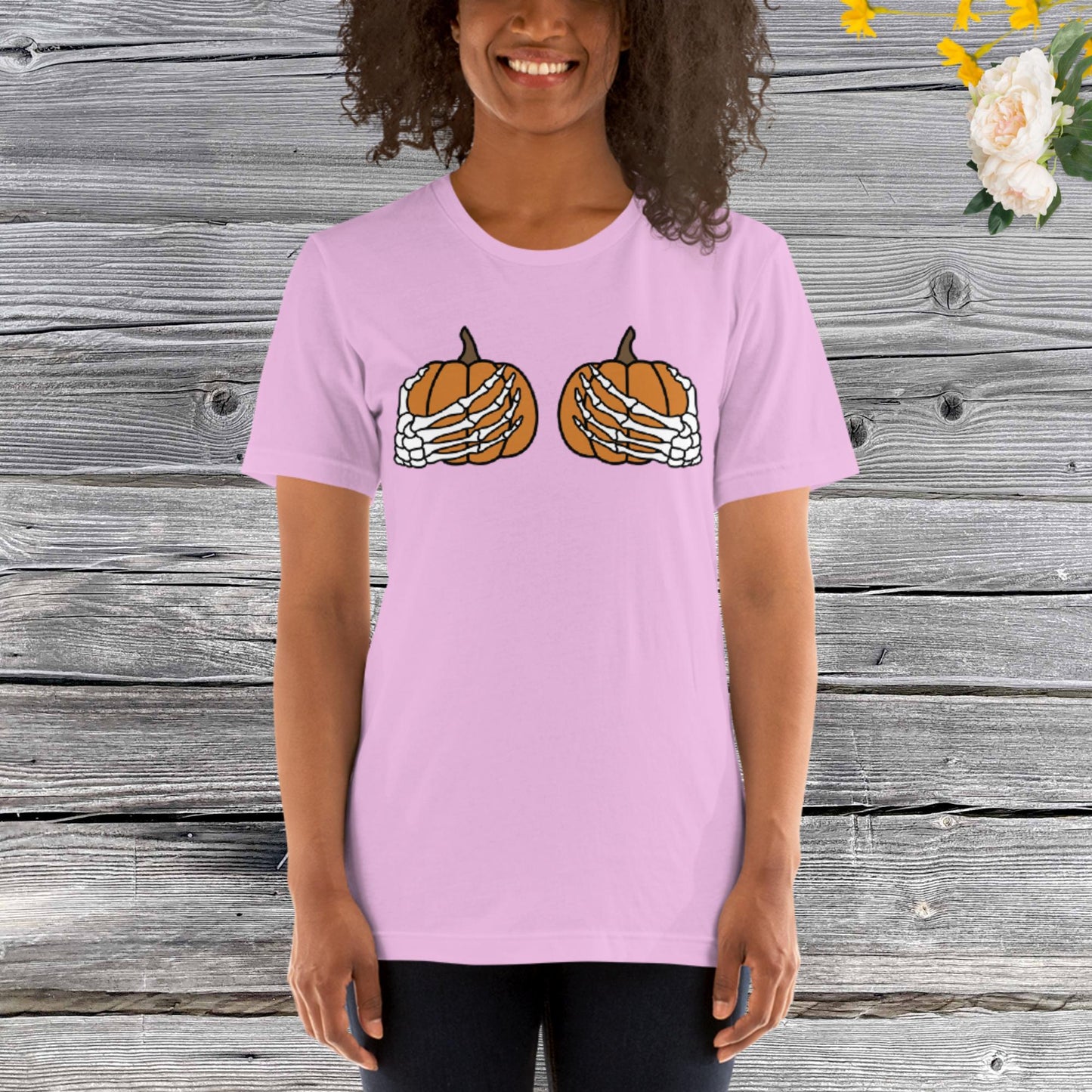 Pumpkin Boobies Shirt, Skeleton Hands Shirt, Funny Halloween Shirt, Thanksgiving Boobies Shirt, Skeleton Unisex t-shirt