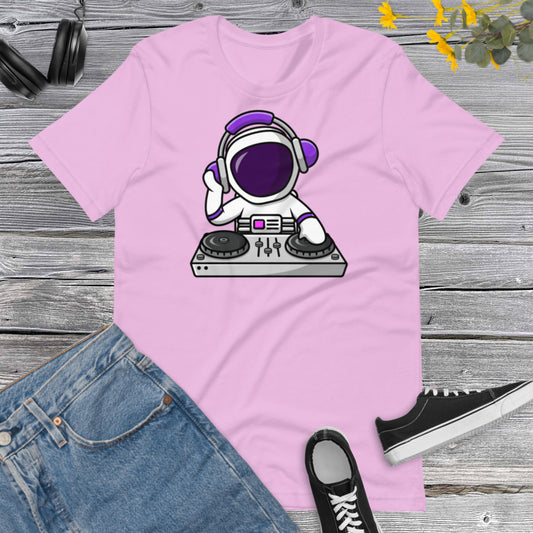 Astronaut Playing Dj Music, I Love Musica, Headphone Cartoon, Cute Astronaut Unisex t-shirt