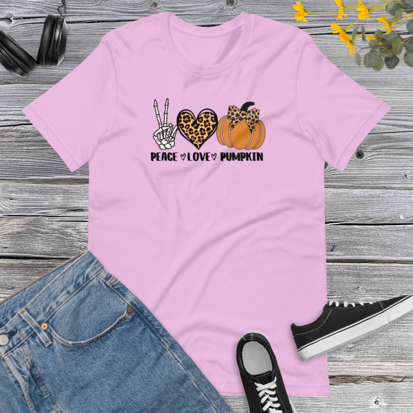 Peace Love Pumpkin Shirt, Horrible T-Shirt, Halloween Pumpkin Outfit, Funny Skeleton Shirt, Funny Halloween Unisex t-shirt