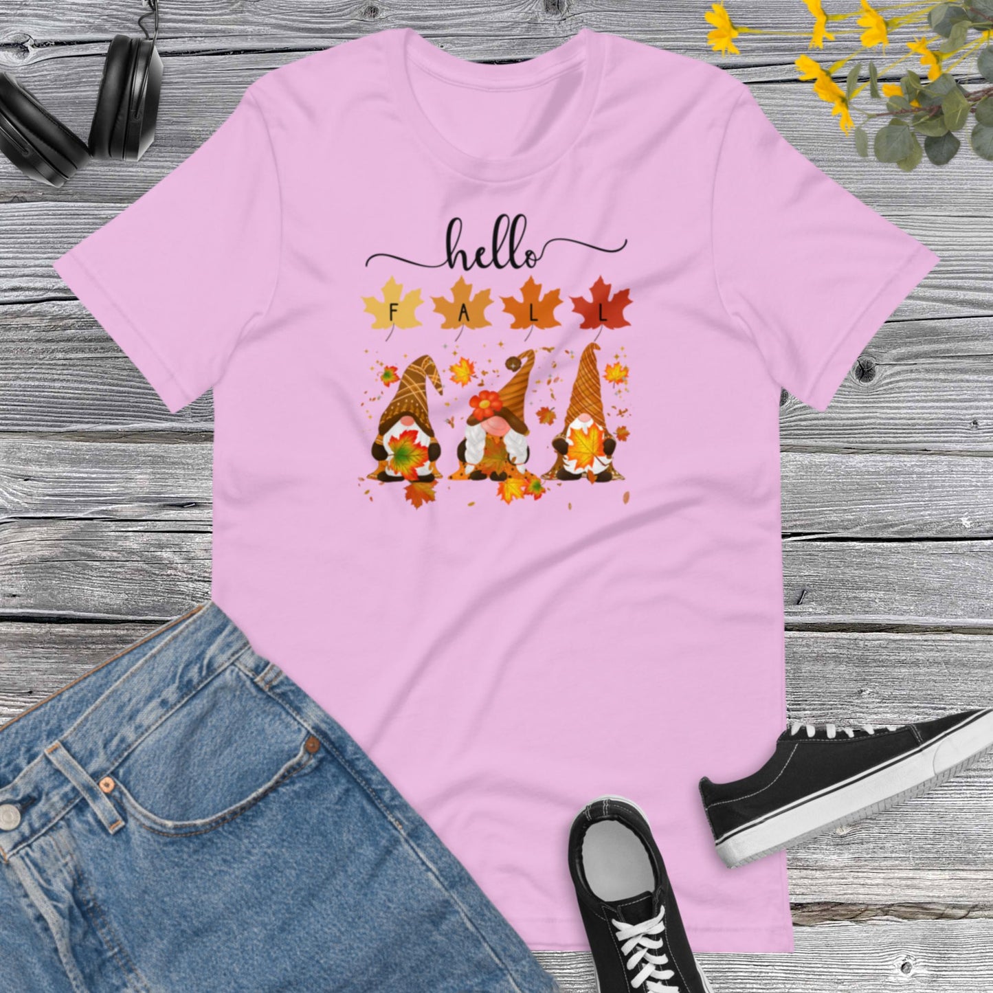 Hello Fall Gnomes, Gnome fall shirt, Thanksgiving Gnome, Happy Fall, Thanksgiving Gift Unisex t-shirt