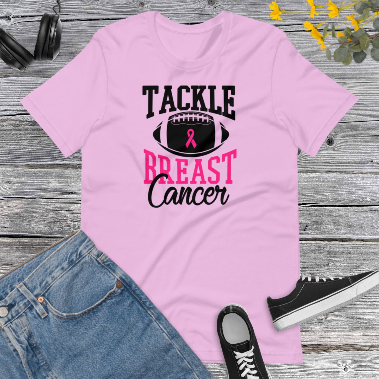 Tackle Breast Cancer, Breast Cancer Awareness, Team Cancer, Motivational, Pink Ribbon, In October We Wear Pink Unisex t-shirt