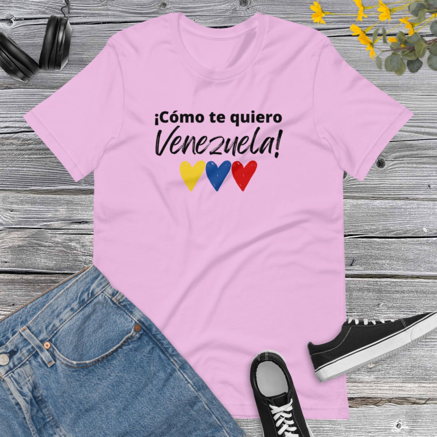 Como te Quiero Venezuela !, Tricolor Hearts, I Love Venezuela, Venezuela en USA, Proud Latina, Latin Power Unisex t-shirt