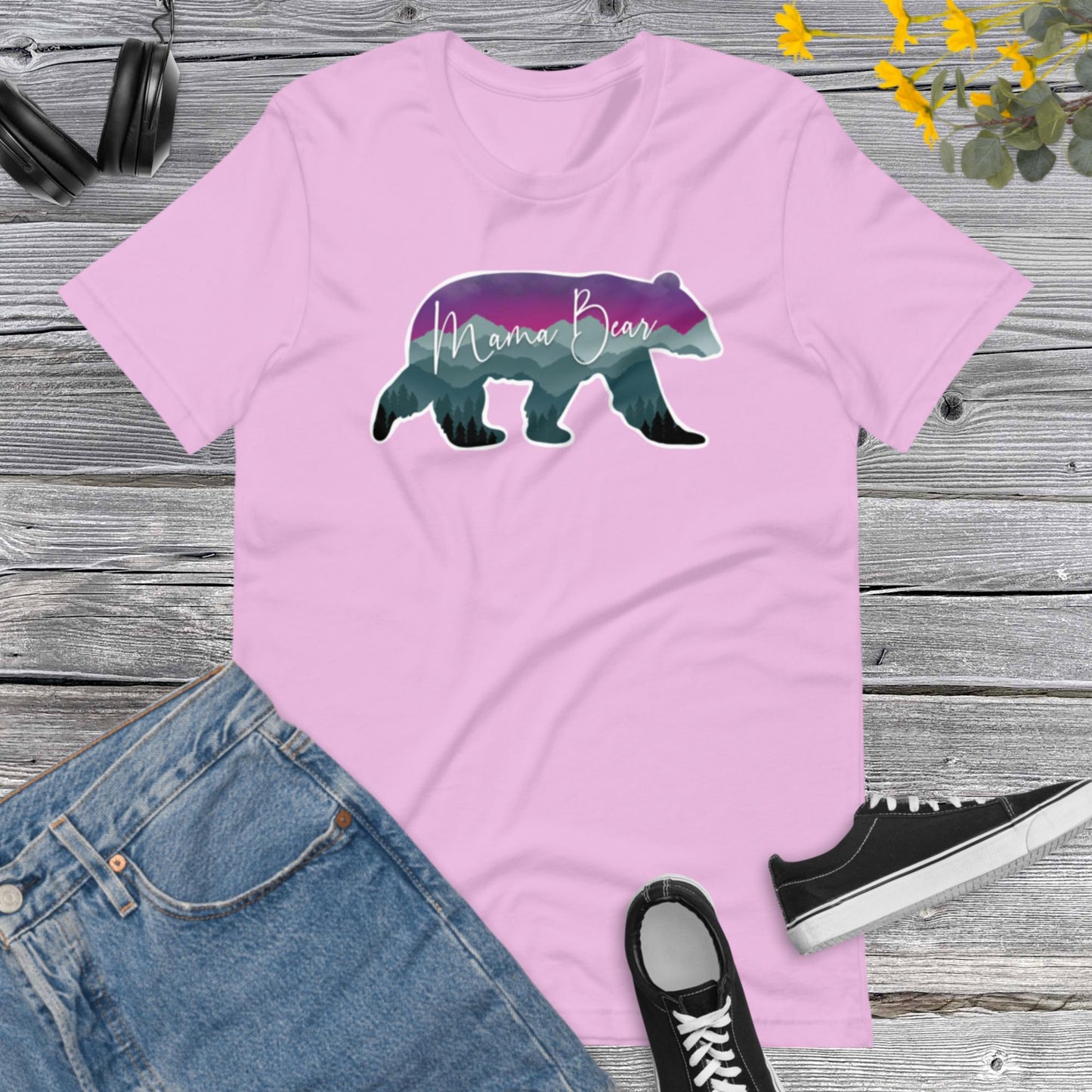 Mama Bear, Bear mountain forest tees, Gift Mama bear tees, Gift Camping Shirt, Gift Wild Life tee, gift adventure Unisex t-shirt