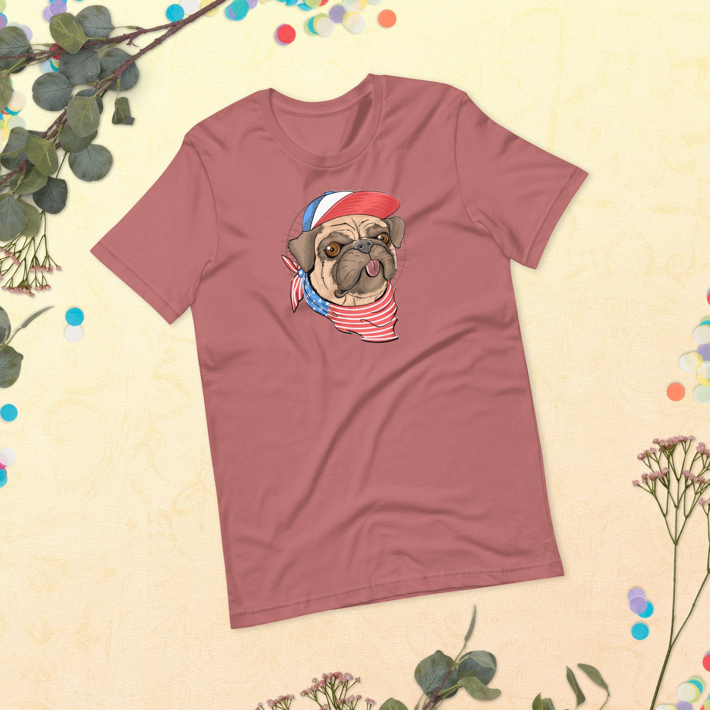 Pug Dog USA Flag shirt, I Love My Pug Dog, My Dog is My Love Shirt, Pug Gift, Gift for Pug Dog Lovers Unisex t-shirt