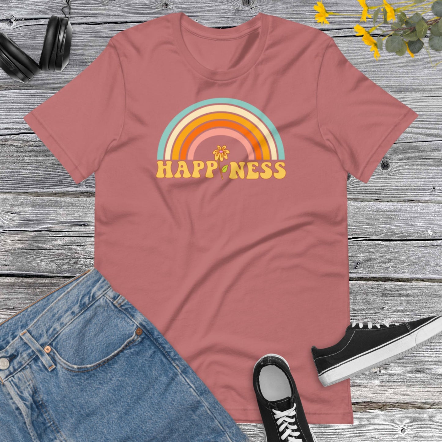 Rainbow Happiness Shirt,Inspirational Shirt,Gift For Women,Motivational Shirt,Choose Happy Shirt, Positive ShirtUnisex t-shirt