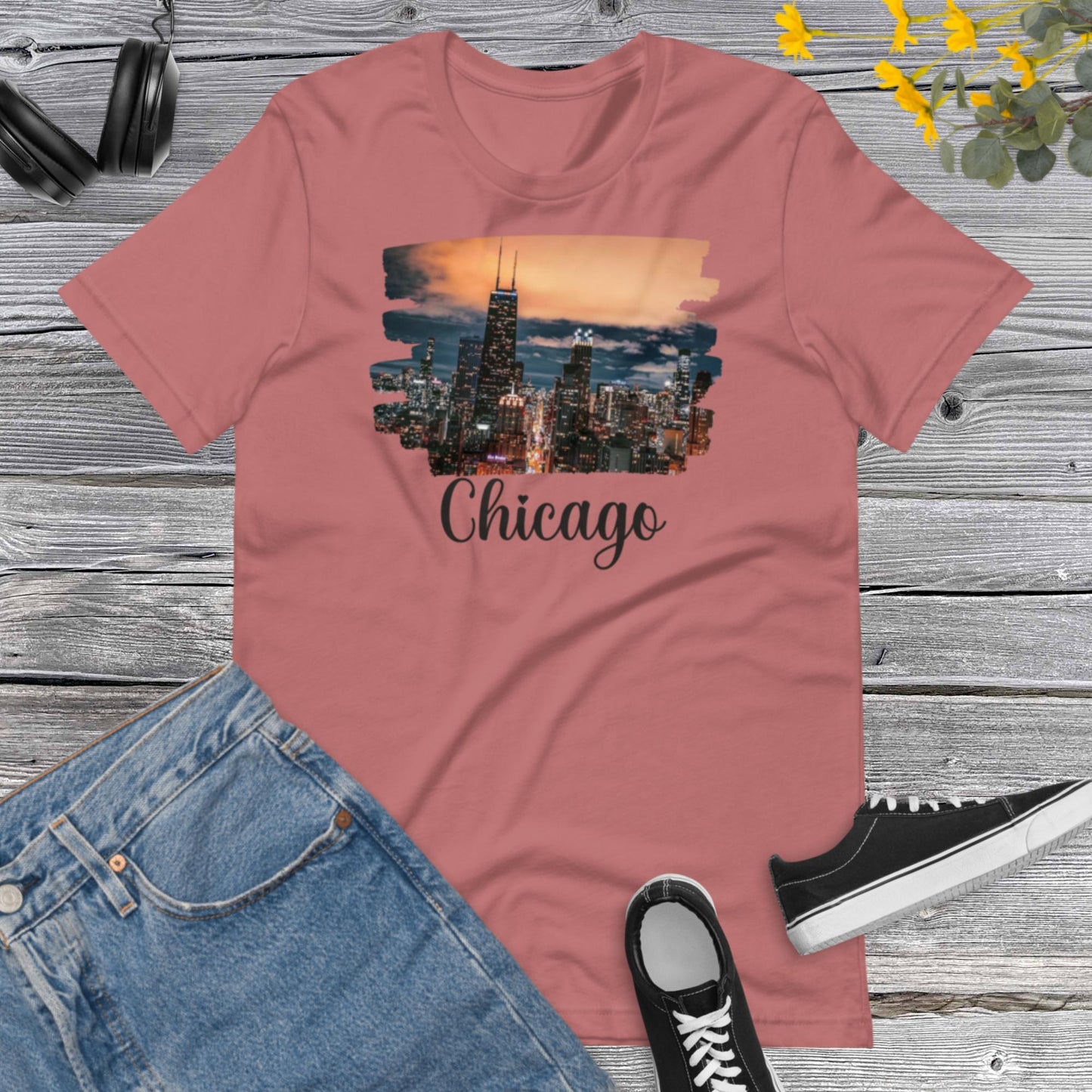 Chicago City Sunset, I Love Chicago, Chicago Lover, City Photo Unisex t-shirt