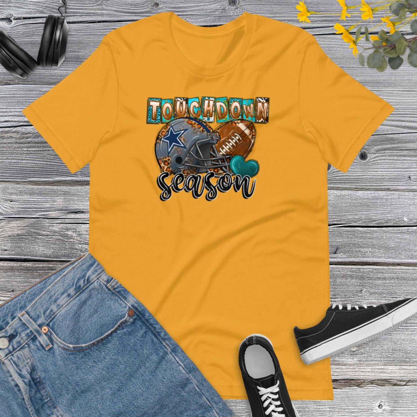 Touchdown Season, Western, Football Lover, Football Helmet, Retro football Leopard Unisex t-shirt