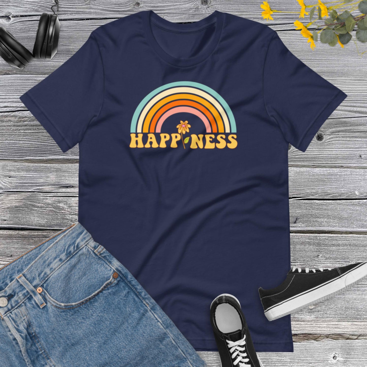 Rainbow Happiness Shirt,Inspirational Shirt,Gift For Women,Motivational Shirt,Choose Happy Shirt, Positive ShirtUnisex t-shirt