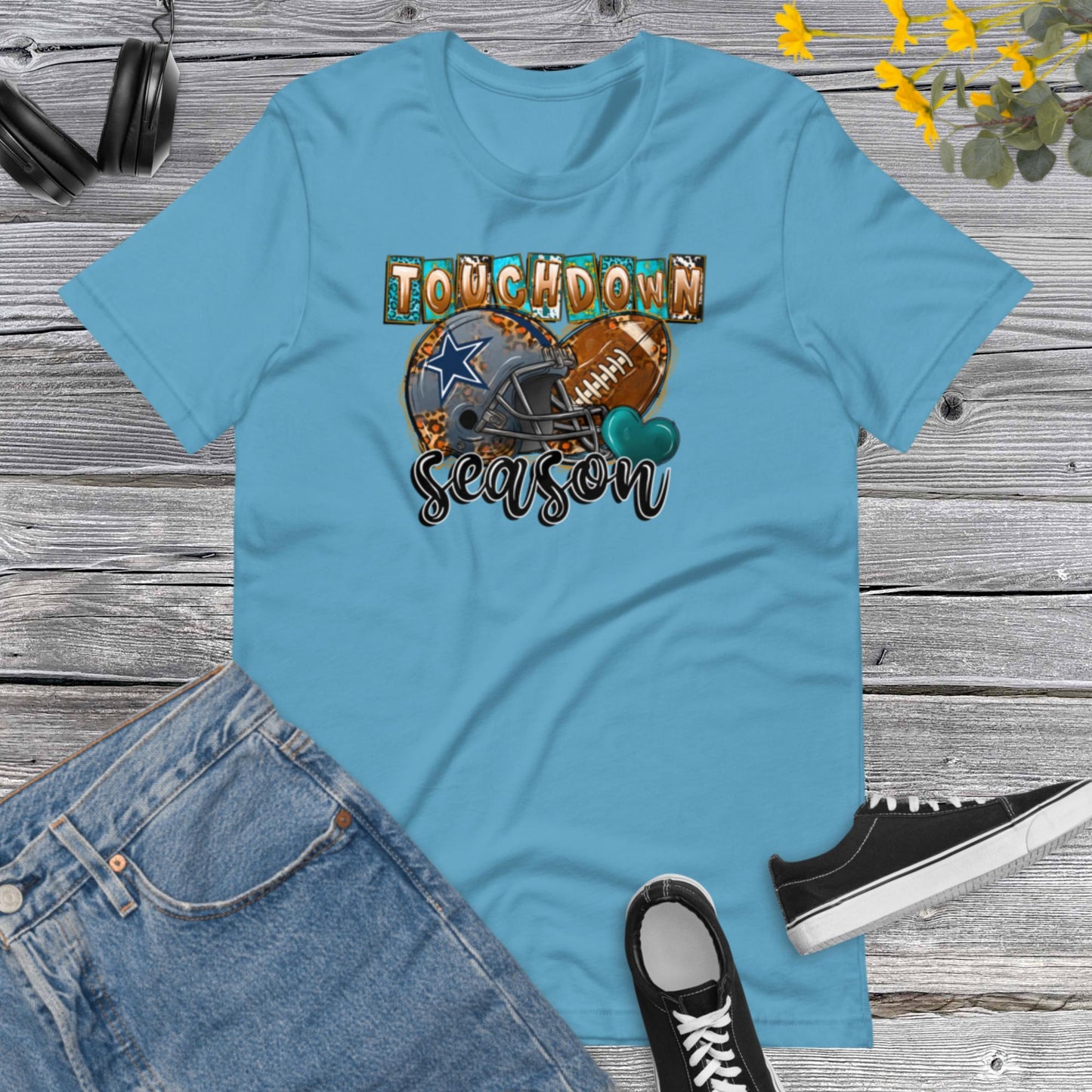 Touchdown Season, Western, Football Lover, Football Helmet, Retro football Leopard Unisex t-shirt