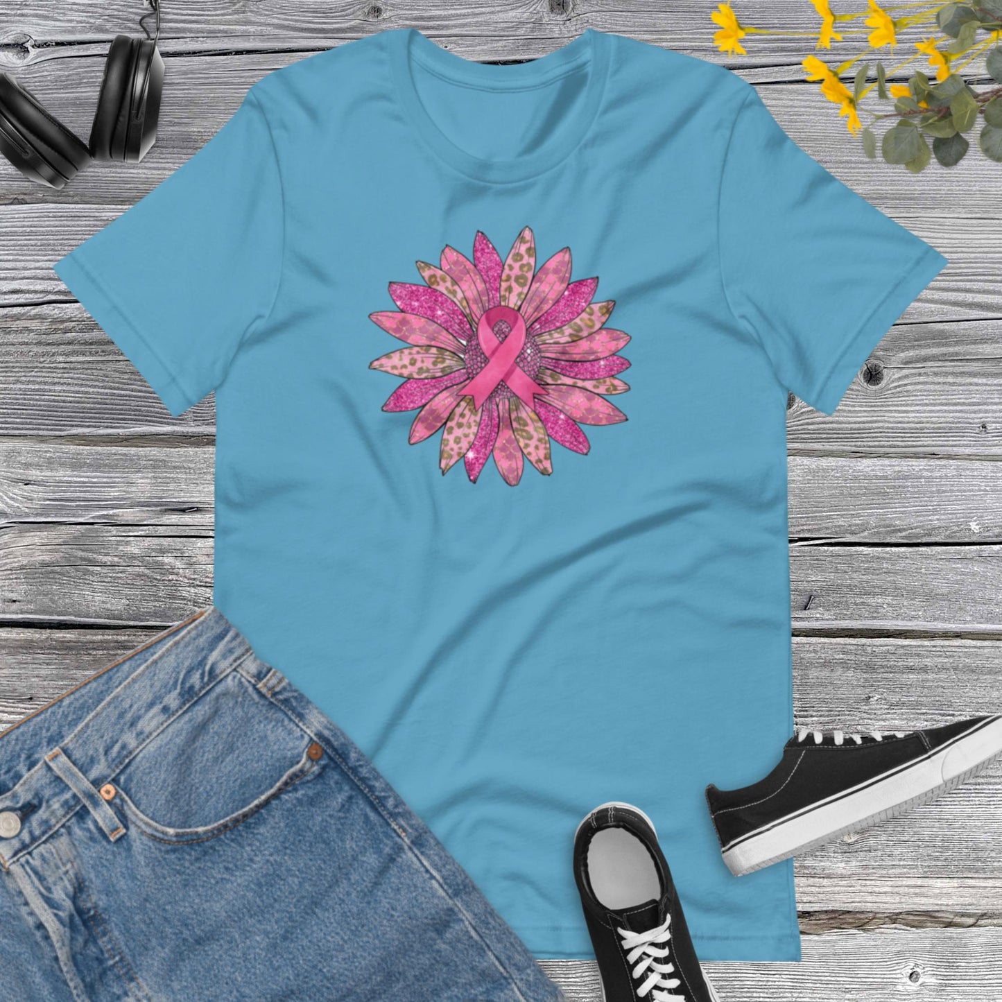 Sunflower Breast Cancer Awareness, Beautiful Pink Sunflower, Pink Ribbon For Woman Shirt, Breast Cancer Awareness Unisex t-shirt