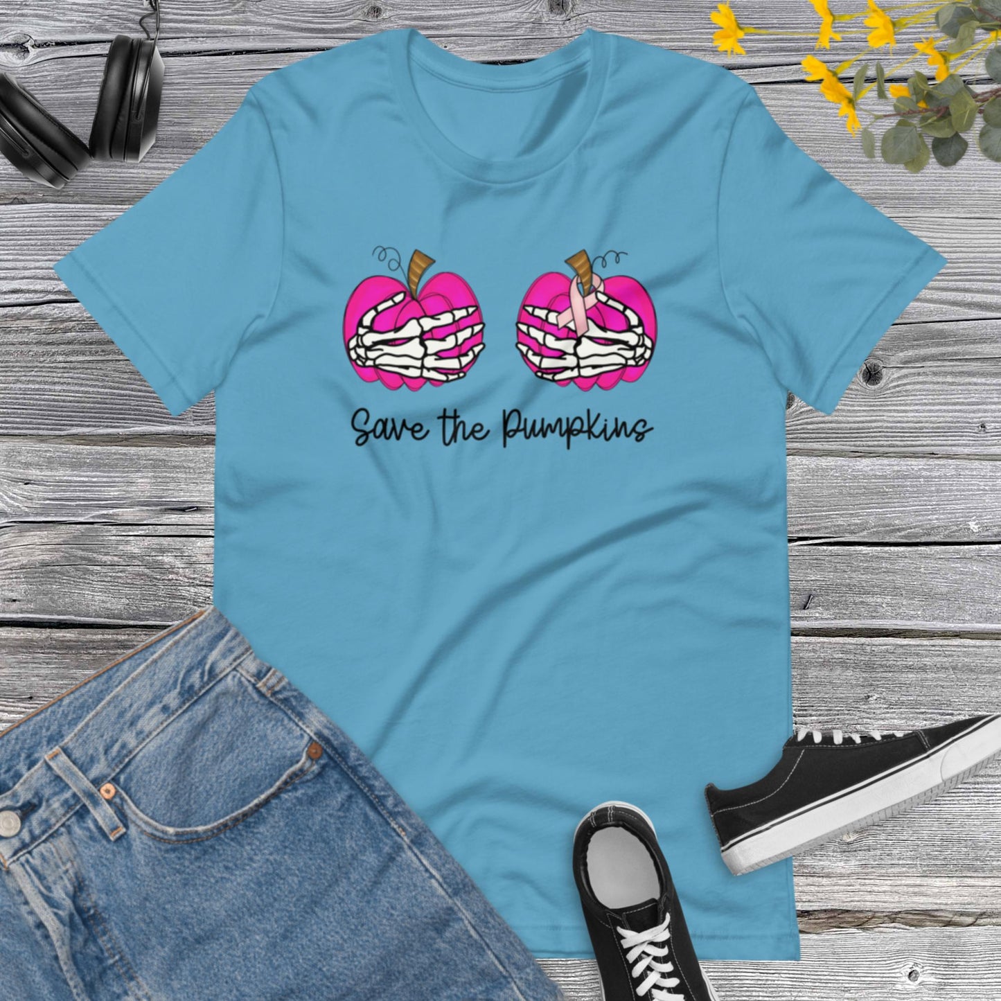 Save the Pumpkins Shirt, In October We Wear Pink Shirt, Breast Cancer Awareness, Pink October, Pumpkin Shirt, Pumpkin Season Unisex t-shirt