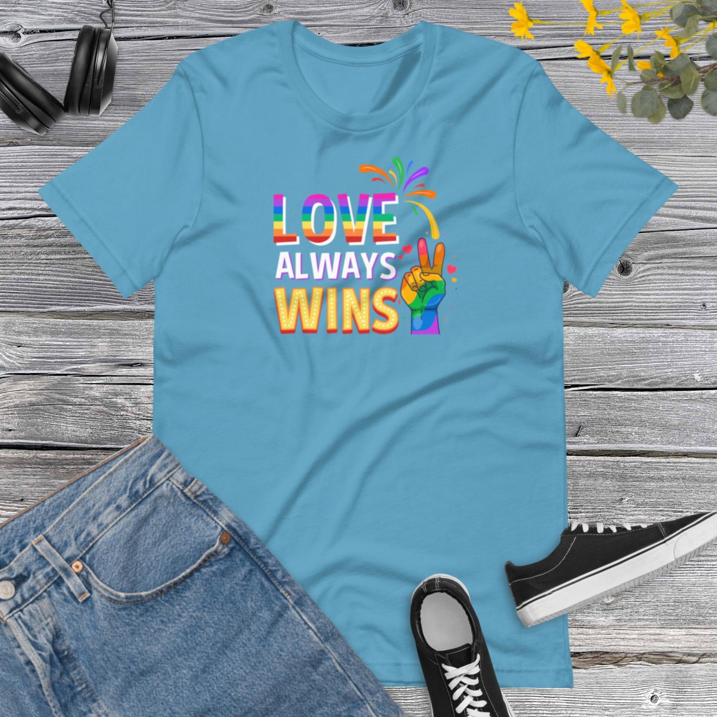 Love Always Wins, Inspirational Shirt, Rainbow Pride T-Shirt, LGTB Unisex t-shirt