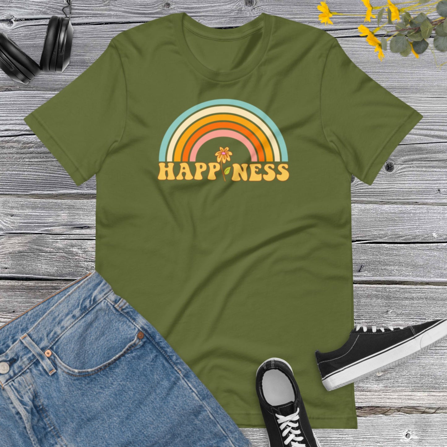 Rainbow Happiness Shirt,Inspirational Shirt,Gift For Women,Motivational Shirt,Choose Happy Shirt, Positive ShirtUnisex t-shirt