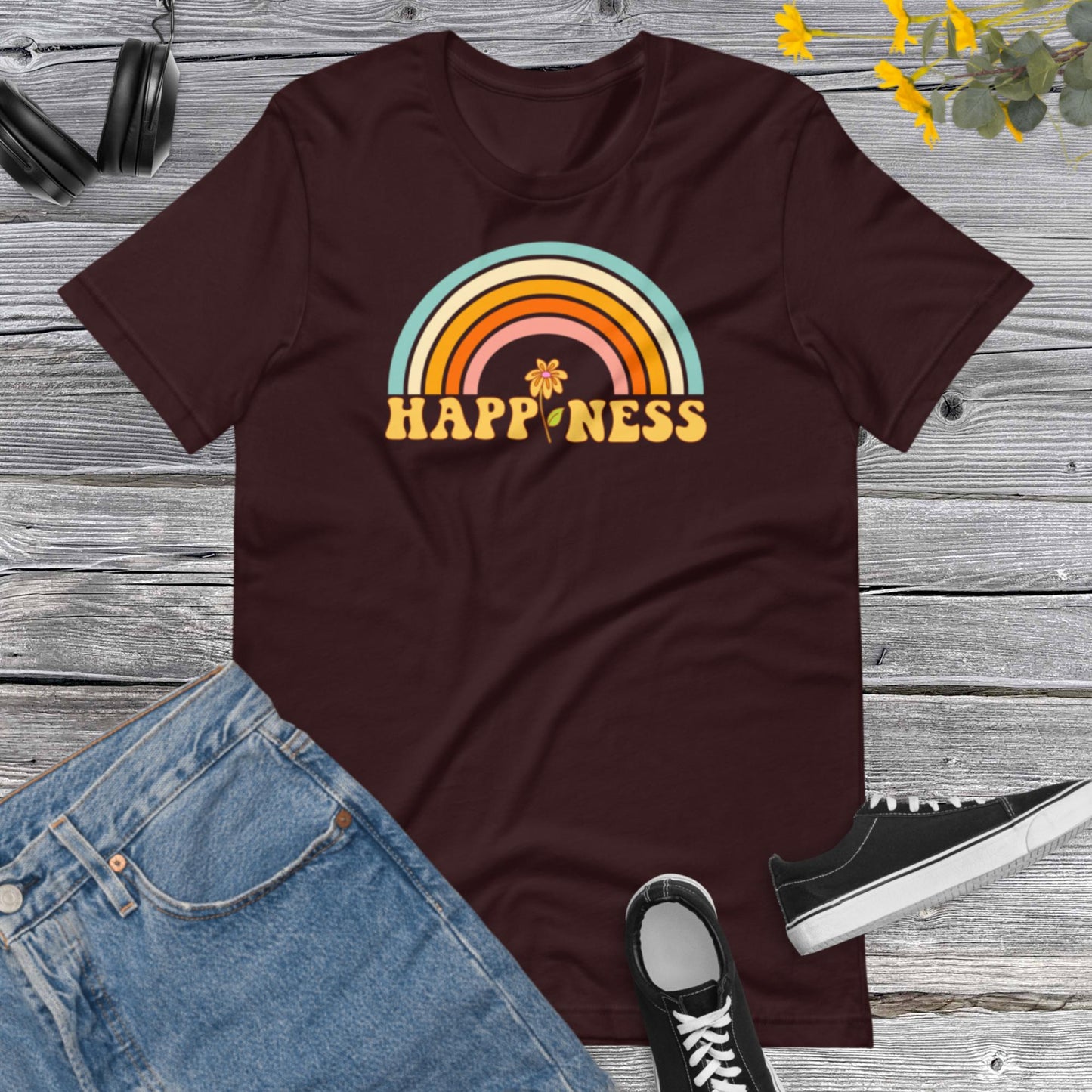 Rainbow Happiness Shirt,Inspirational Shirt,Gift For Women,Motivational Shirt,Choose Happy Shirt, Positive ShirtUnisex t-shirt