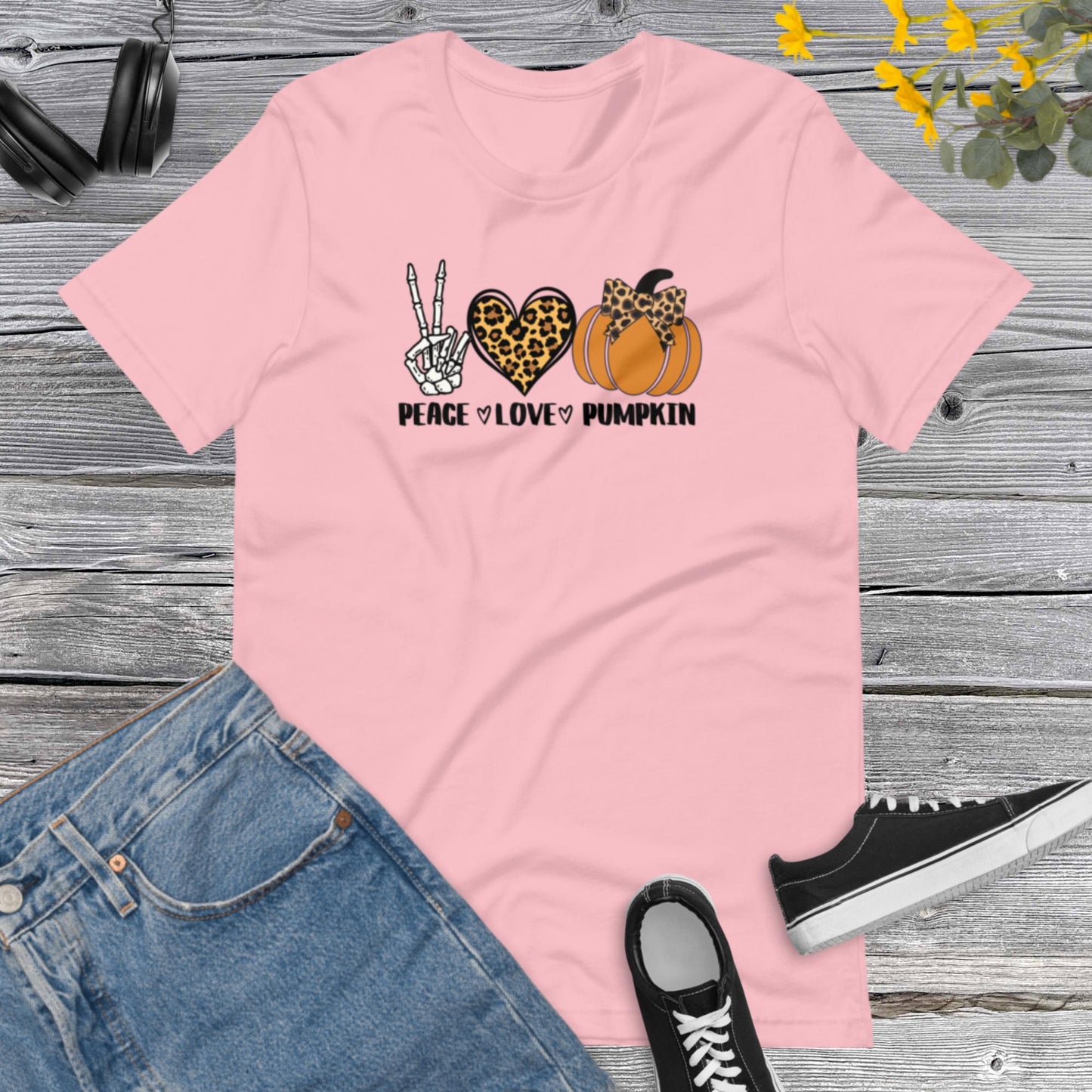 Peace Love Pumpkin Shirt, Horrible T-Shirt, Halloween Pumpkin Outfit, Funny Skeleton Shirt, Funny Halloween Unisex t-shirt