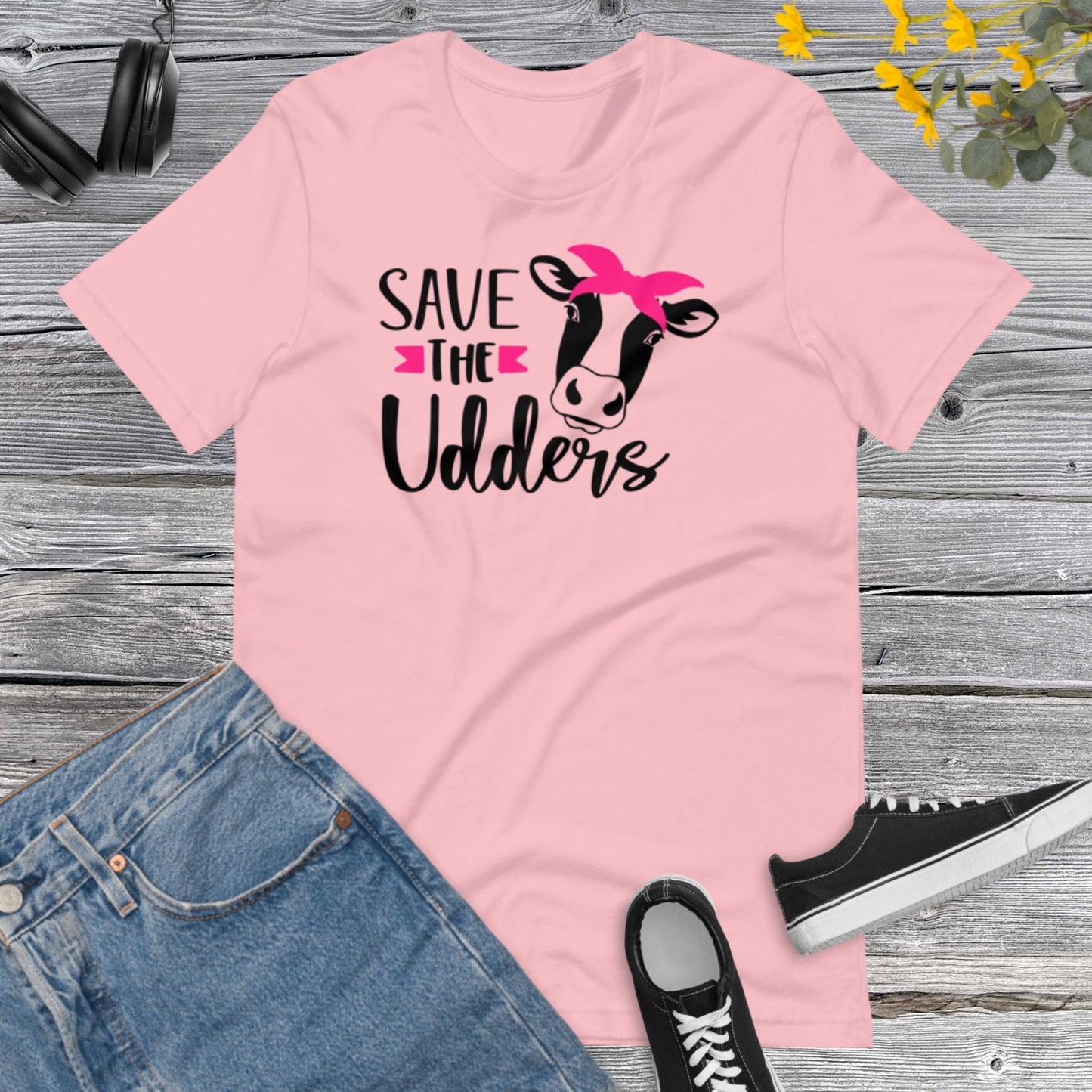 Save The Udders, Breast Cancer Awareness, Team Cancer, Motivational, Pink Ribbon, In October We Wear Pink Unisex t-shirt