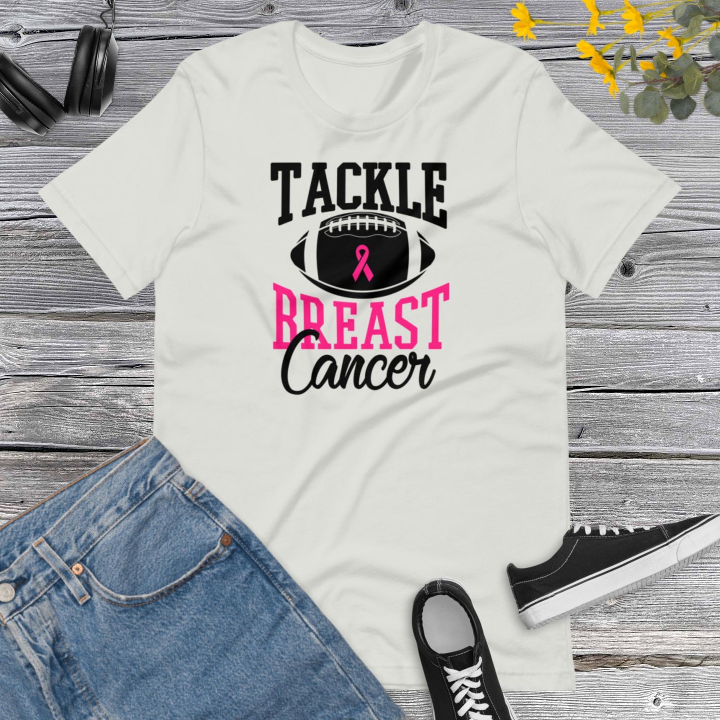 Tackle Breast Cancer, Breast Cancer Awareness, Team Cancer, Motivational, Pink Ribbon, In October We Wear Pink Unisex t-shirt