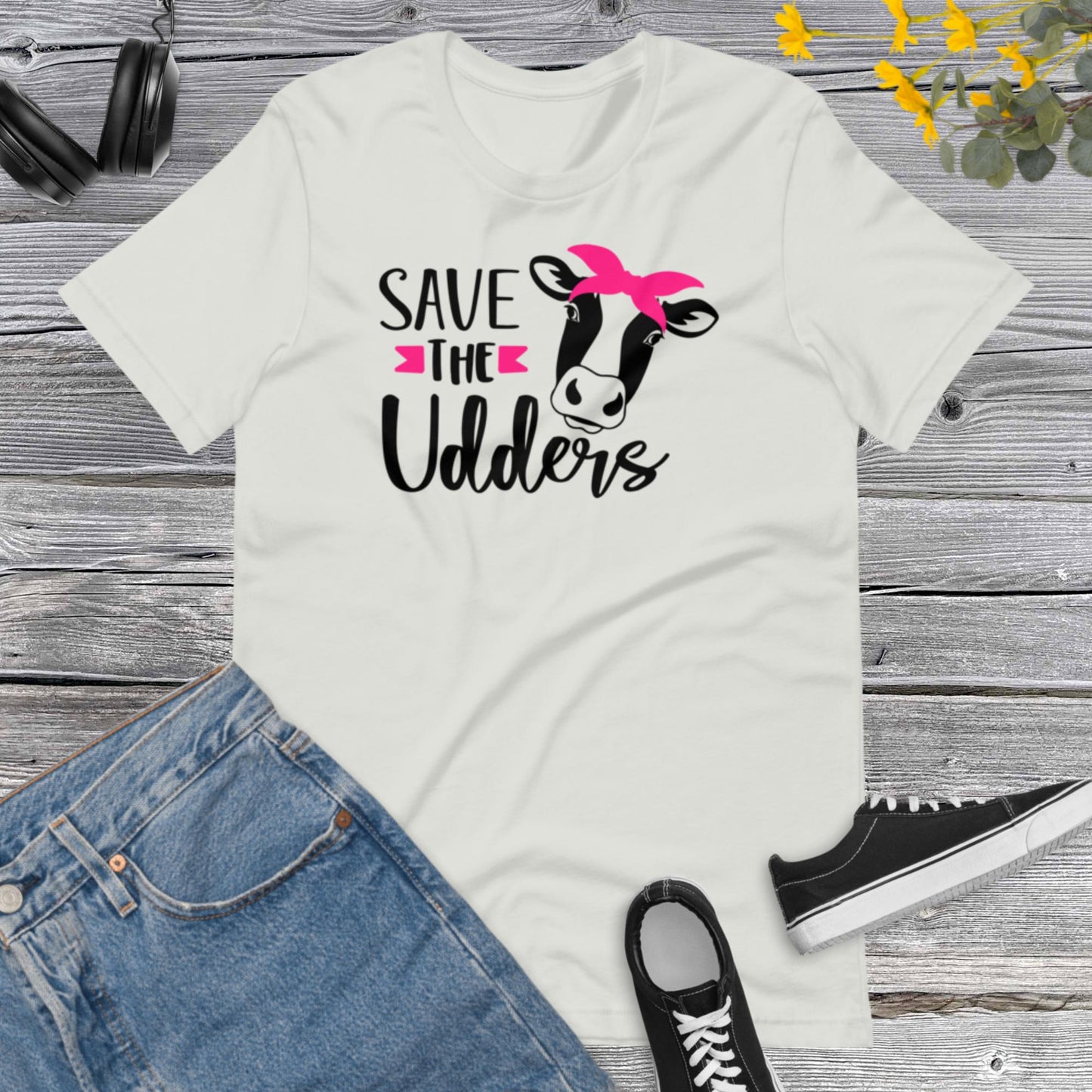 Save The Udders, Breast Cancer Awareness, Team Cancer, Motivational, Pink Ribbon, In October We Wear Pink Unisex t-shirt