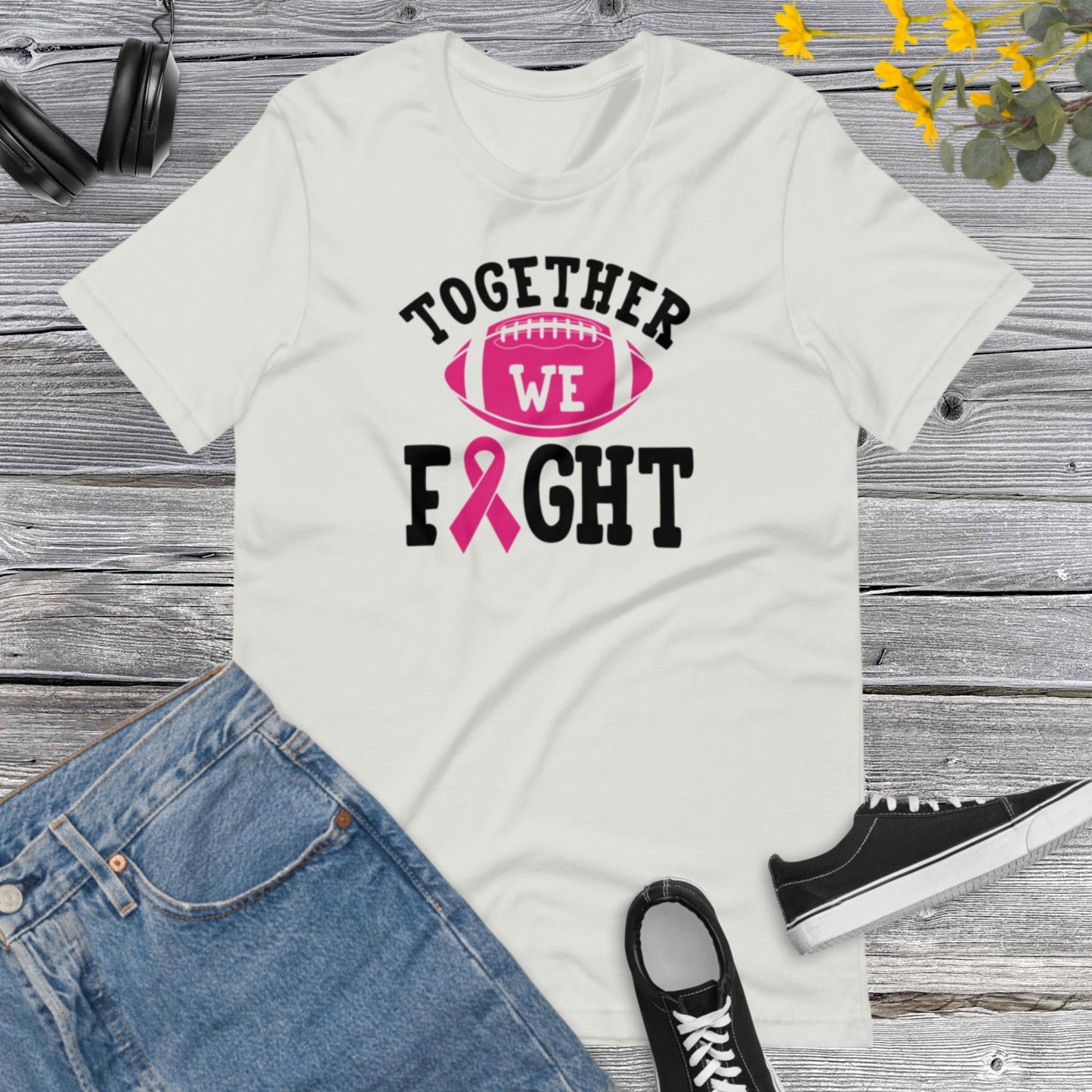 Together We Fight, Breast Cancer Awareness, Team Cancer, Motivational, Pink Ribbon, In October We Wear Pink Unisex t-shirt