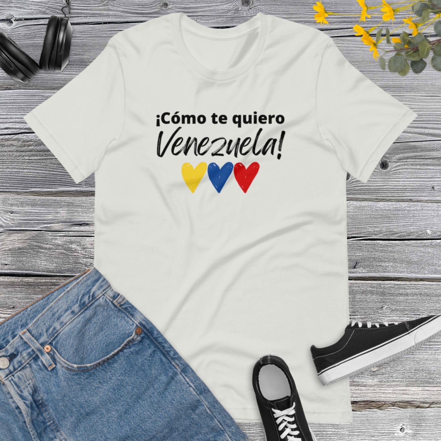 Como te Quiero Venezuela !, Tricolor Hearts, I Love Venezuela, Venezuela en USA, Proud Latina, Latin Power Unisex t-shirt