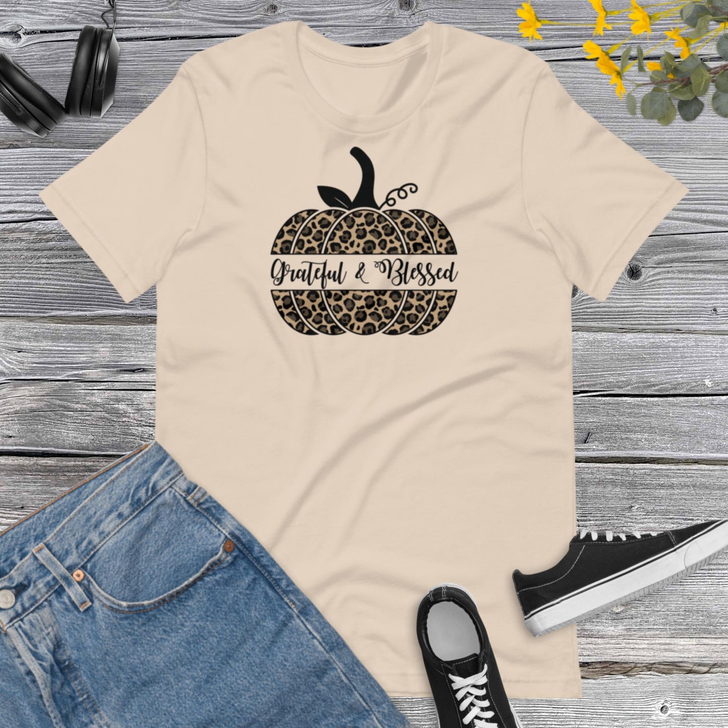 Grateful Blessed Leopard Pumpkin, Leopard Pumpkin, Thanksgiving, Thankful shirt, Hello Fall Pumpkin Unisex t-shirt