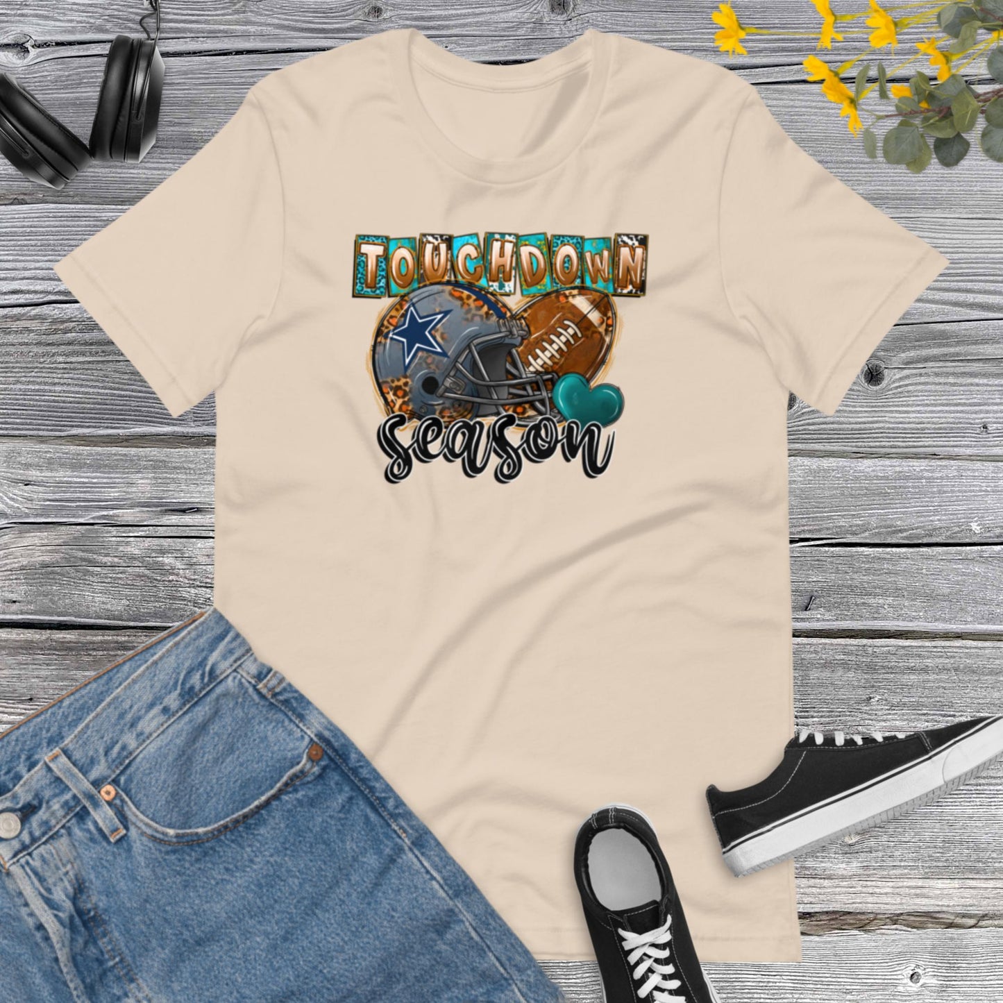 Touchdown Season, Western, Football Lover, Football Helmet, Retro football Leopard Unisex t-shirt