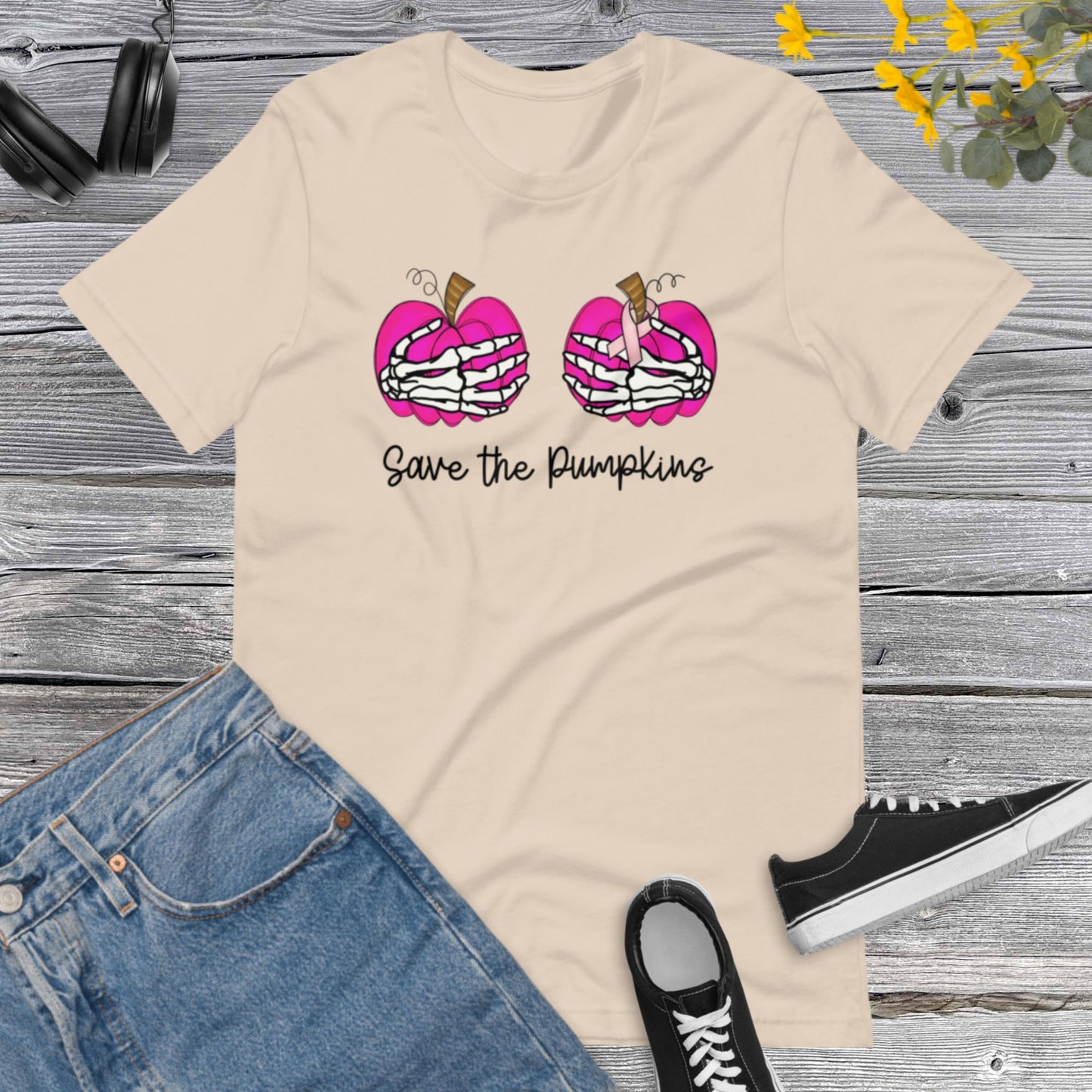 Save the Pumpkins Shirt, In October We Wear Pink Shirt, Breast Cancer Awareness, Pink October, Pumpkin Shirt, Pumpkin Season Unisex t-shirt