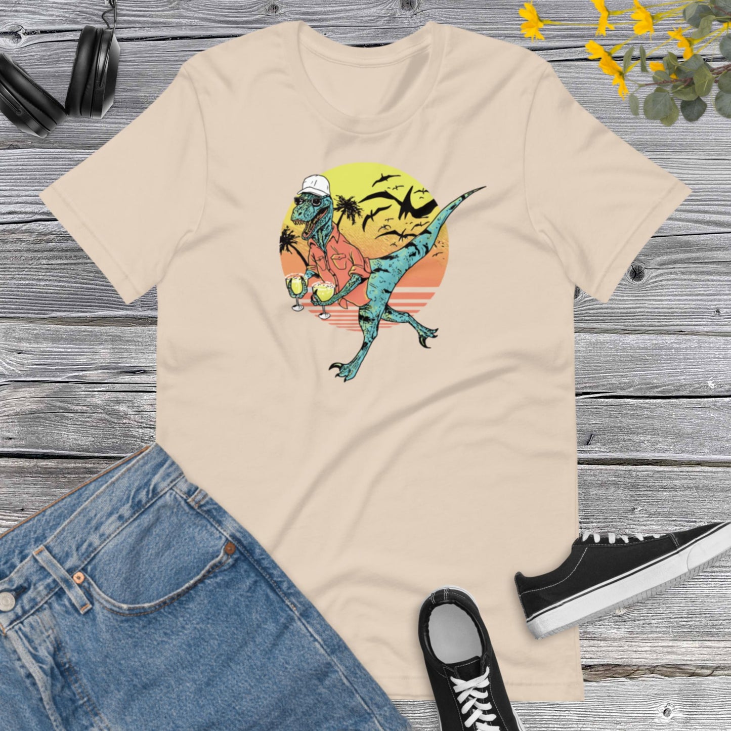 Dinosaur Lover shirt, Funny Dinosaur drinking, Jurassic World, Dinosaur Party Unisex t-shirt