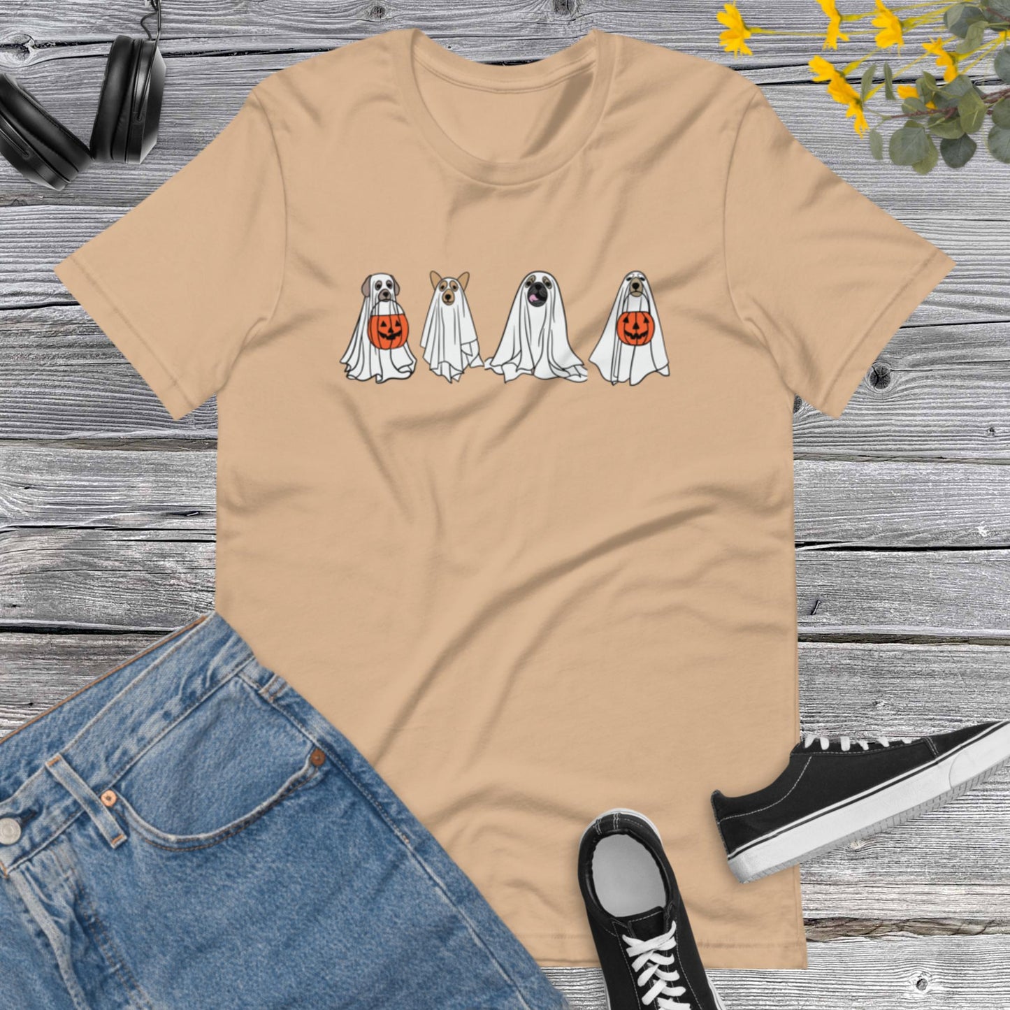 Ghost Dog Shirt, Happy Halloween, Retro Spooky Season, Dog Lover, Halloween Ghost,  Halloween Dog Unisex t-shirt