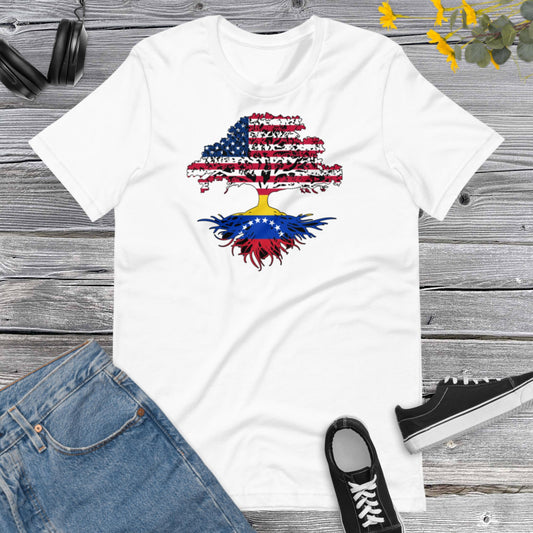 Beautiful Tree United States Venezuela Flags Countries Union, Venezuela en USA, Venezuelan born in USA Unisex t-shirt