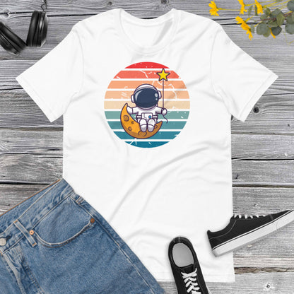 Astronaut sitting Moon Star, Astronaut Shirt, Funny Spaceman Moon, Outer Space Shirt, Space Theme Party, Space Birthday Unisex t-shirt