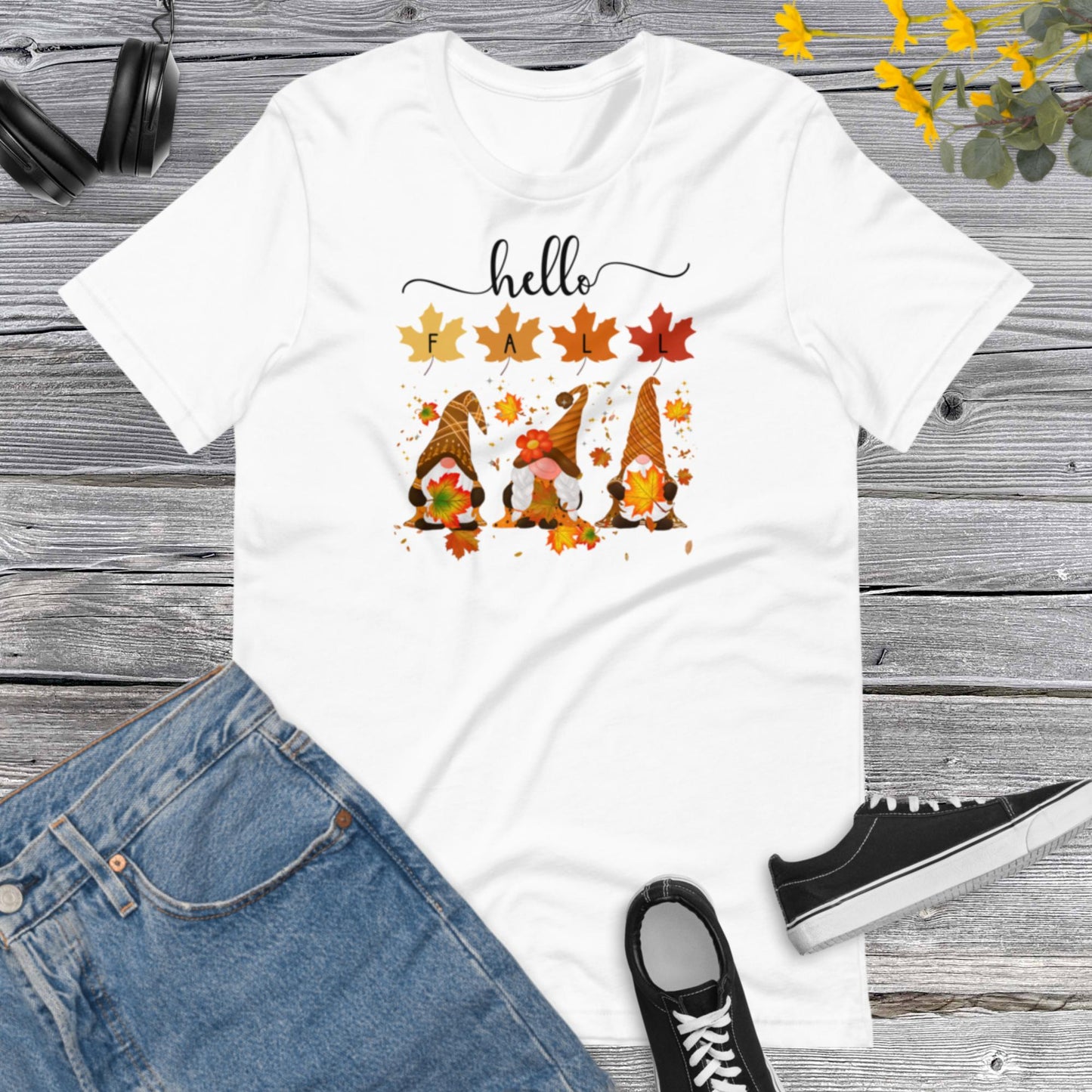 Hello Fall Gnomes, Gnome fall shirt, Thanksgiving Gnome, Happy Fall, Thanksgiving Gift Unisex t-shirt