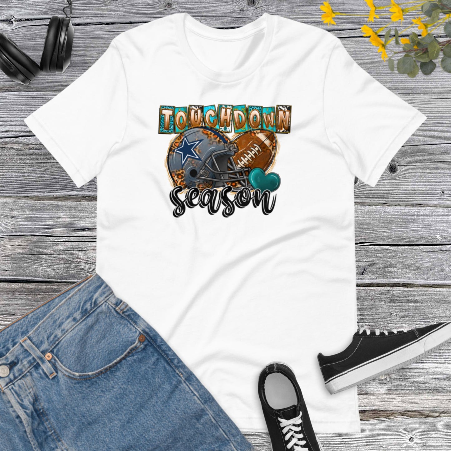 Touchdown Season, Western, Football Lover, Football Helmet, Retro football Leopard Unisex t-shirt