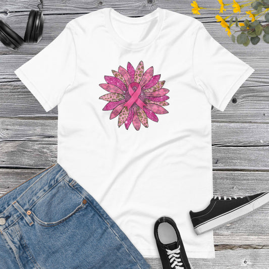 Sunflower Breast Cancer Awareness, Beautiful Pink Sunflower, Pink Ribbon For Woman Shirt, Breast Cancer Awareness Unisex t-shirt