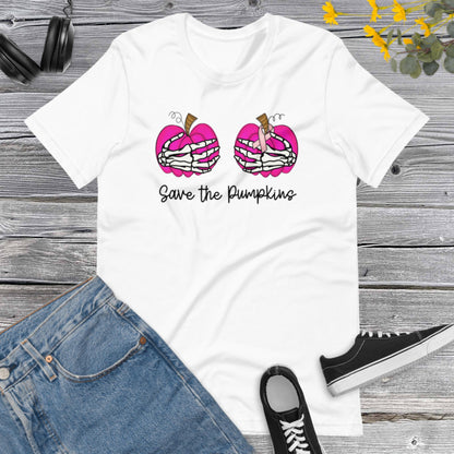 Save the Pumpkins Shirt, In October We Wear Pink Shirt, Breast Cancer Awareness, Pink October, Pumpkin Shirt, Pumpkin Season Unisex t-shirt